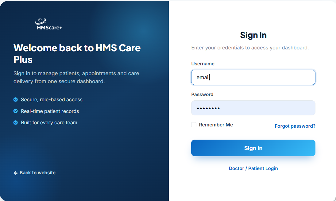 Our Login Page